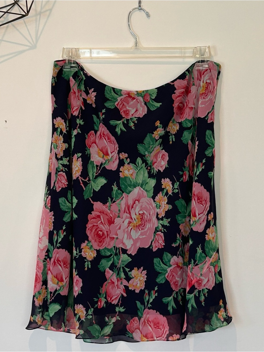 Vintage Lauren Ralph Lauren Silk Rose Floral Skirt - 16W